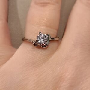 Cubic zirconia stainless steel ring